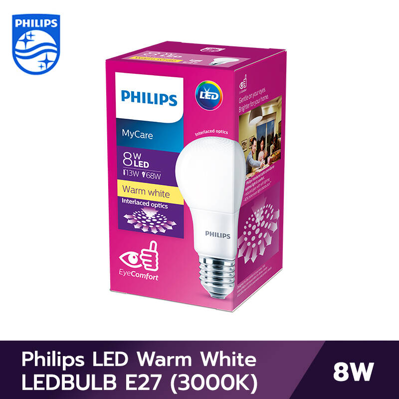 Philips Lighting Philips หลอดไฟ LED 6 วตต Warm White รน LEDBULB 6W