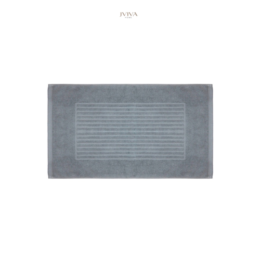 Jviva home ผ้าเช็ดเท้าคอตตอน (18x28) Cotton Bath Mat Hotel Collection เทาริ้วนอน บริษัท ซากูระ