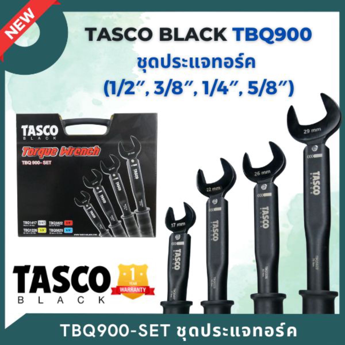 TBQ900-SET : torque wrench (1/2″, 3/8″, 1/4″, 5/8″) – Tasco Black