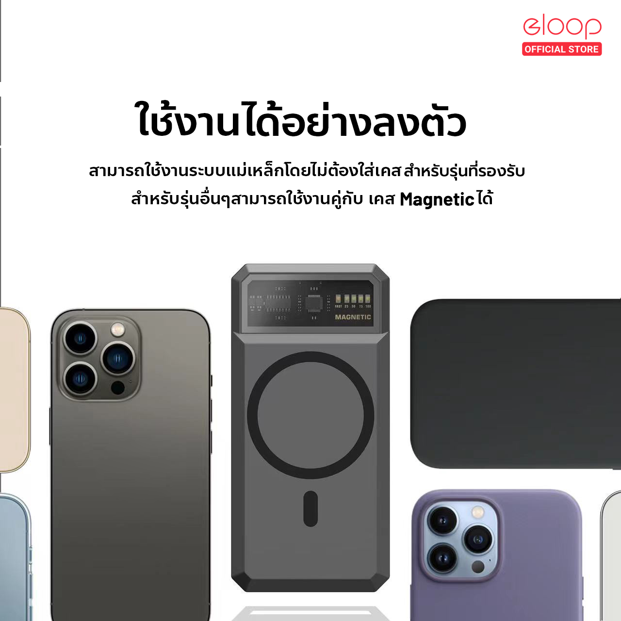 [รับประกัน 1 ปี] Eloop EW55 แบตสำรองไร้สาย 20000mAh PD 20W MagCharge ...