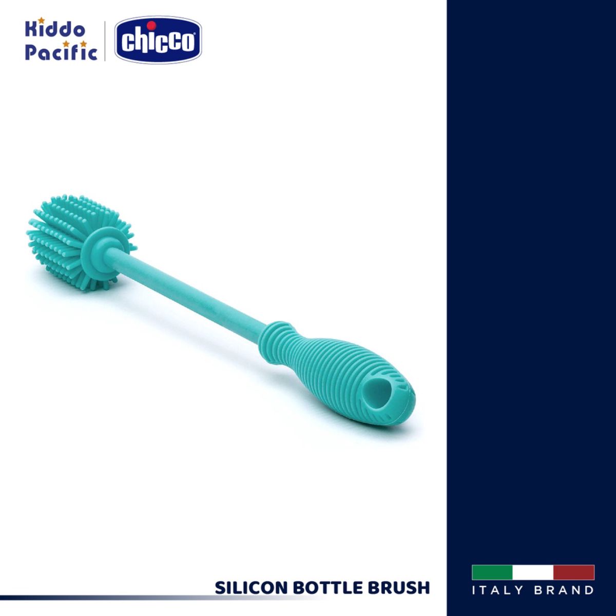 Chicco Silicone Bottle Brush 9.5 Long BPA-Free Comfort Grip Handle Dishwasher & Sterilizer Safe - Teal