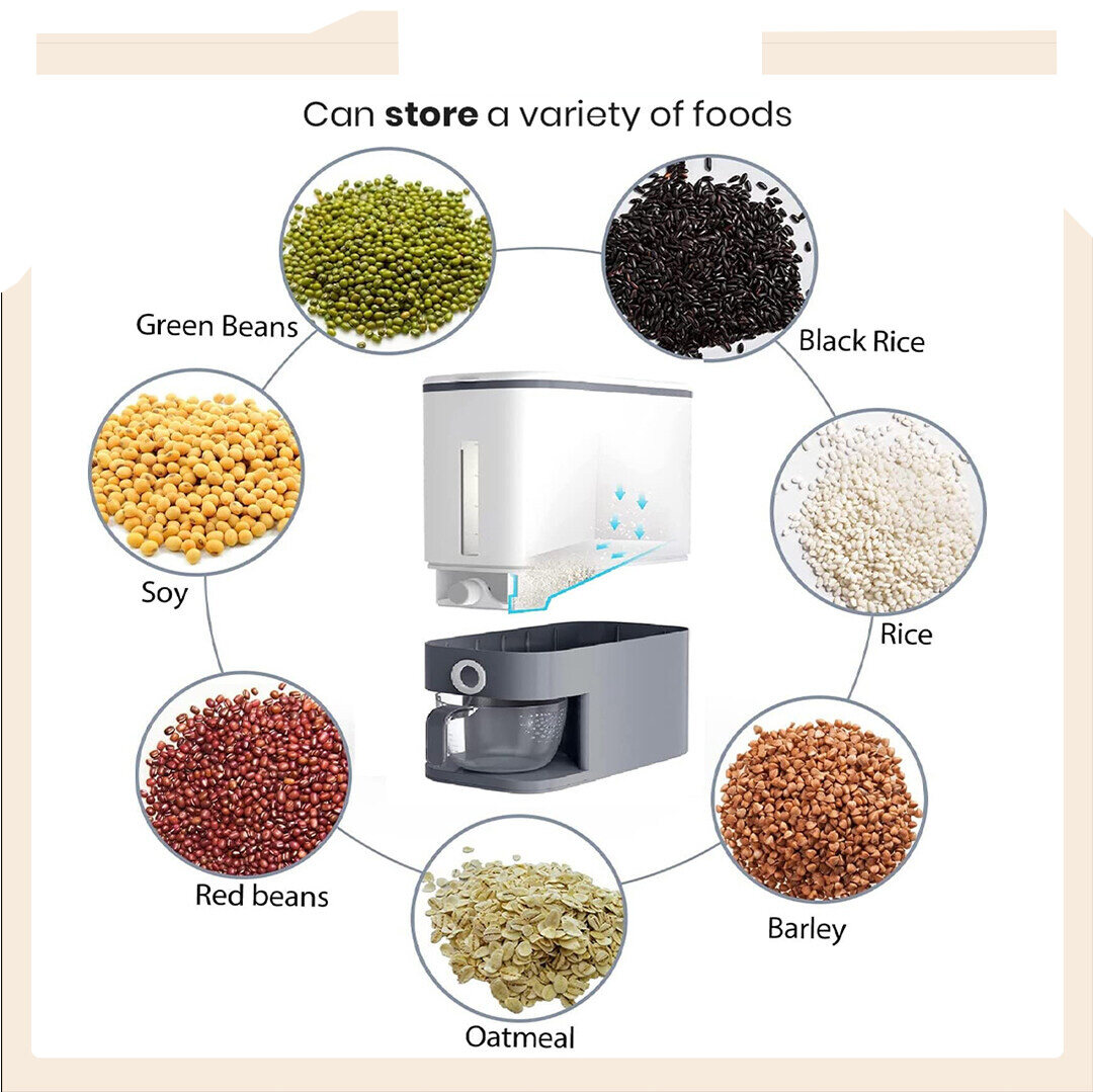KENZZO : Auto Rice Dispenser ถังใส่ข้าวสาร ธัญพืช ระบบปุ่มกด กล่องเก็บ ...
