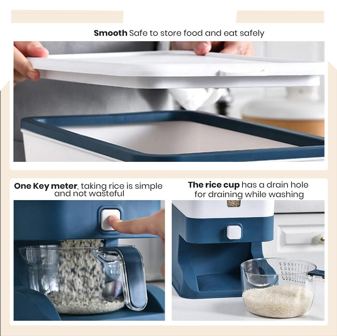 KENZZO : Auto Rice Dispenser ถังใส่ข้าวสาร ธัญพืช ระบบปุ่มกด กล่องเก็บ ...