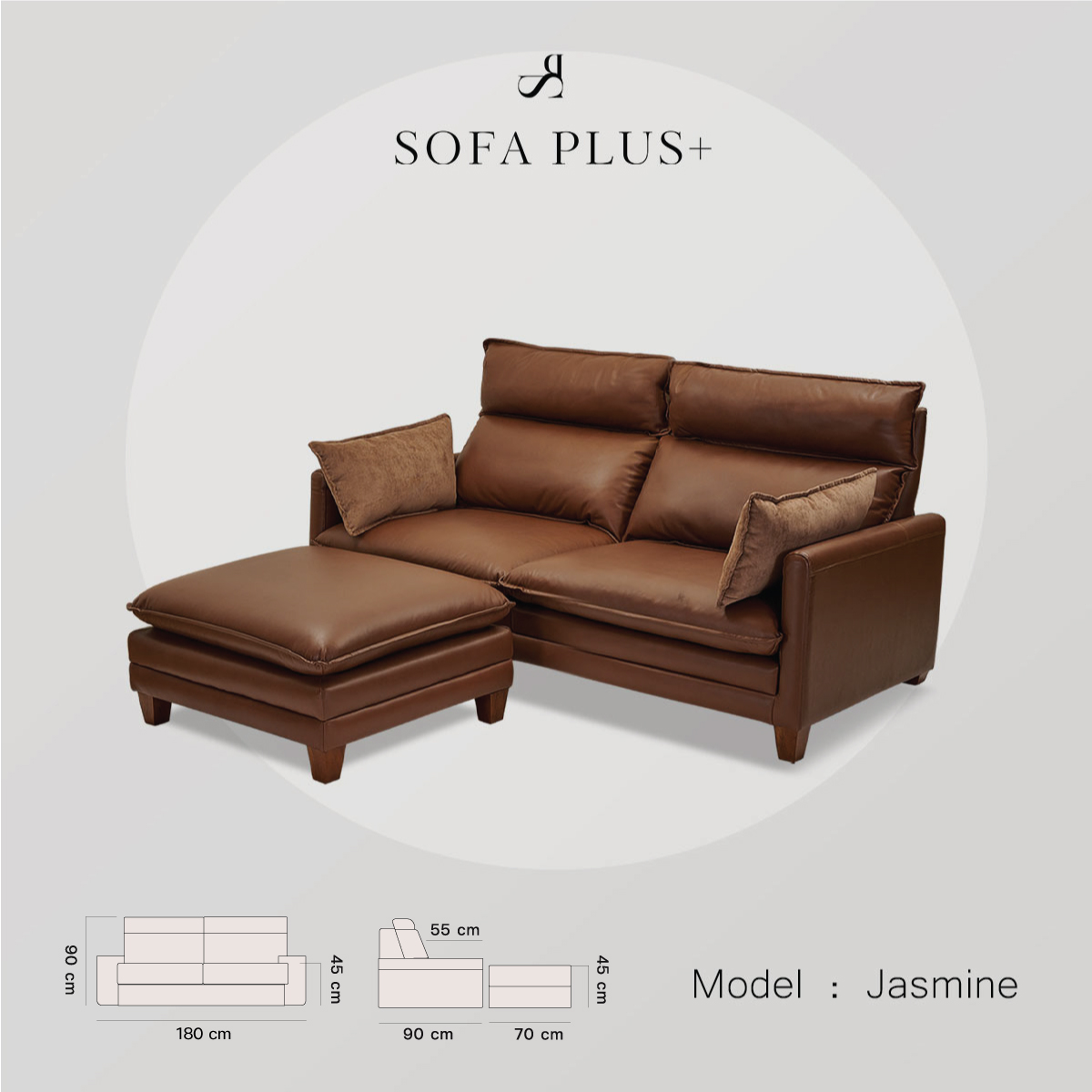 Sofa Plus | โซฟารุ่น Jasmine 2 ที่นั่ง 180 cm fabric 2 ที่นั่ง ผ้า ...