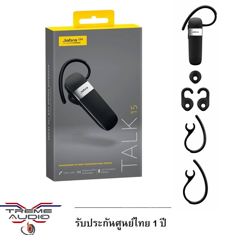 JABRA BLUETOOTH HEADSET TALK 15 เป็นหูฟัง Bluetooth แบบ In Ear ใช้งานต่อเนื่อง 6 ซม. ประกันศูนย์