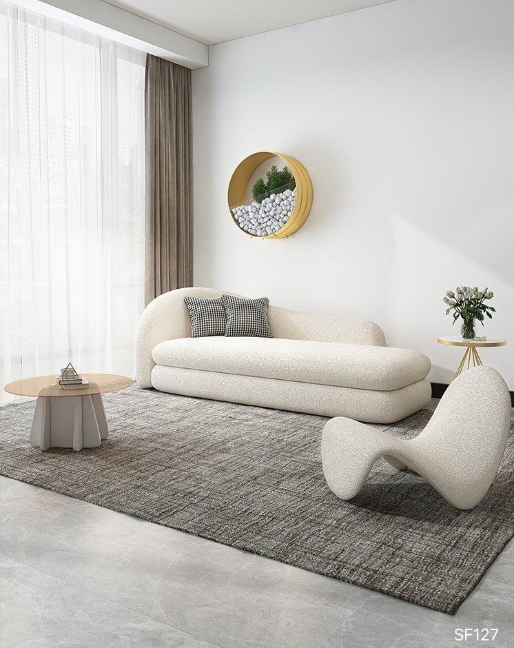 MJhomedesigns Nordic Modern Sofa SF127 210 cm naturalWool สีขาว - ThaiPick