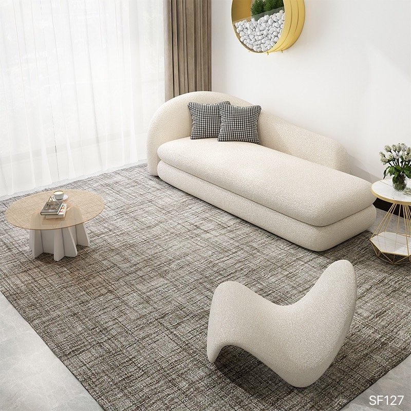 MJhomedesigns Nordic Modern Sofa SF127 210 cm naturalWool สีขาว - ThaiPick