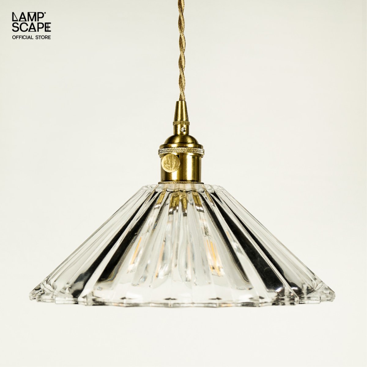 Lampscape โคมแก้วใสสไตล์วินเทจทรงป้านขอบหยัก รุ่นVintage Glass Pendant Lamp  ขนาด24x16cm
