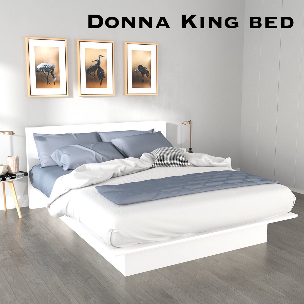 Tomato Home เตียง Donna King bed 6ฟุต เตียงนอน เตียงไม้ เตียง Donna 6ฟุต  มินิมอล TH-B-DK-01-ขาว