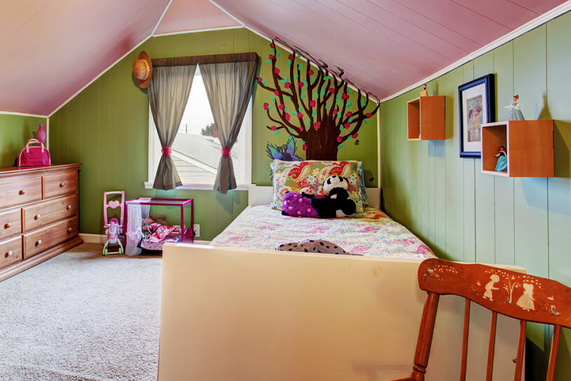 ภาพ: ห้องนอนเด็กสีเขียวอ่อน
